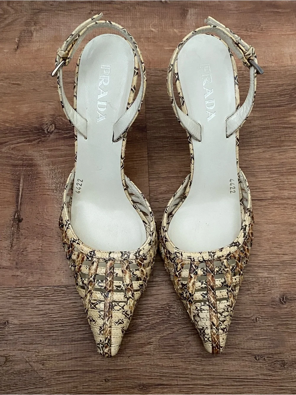 Prada Women's Beige Slingback Heels
